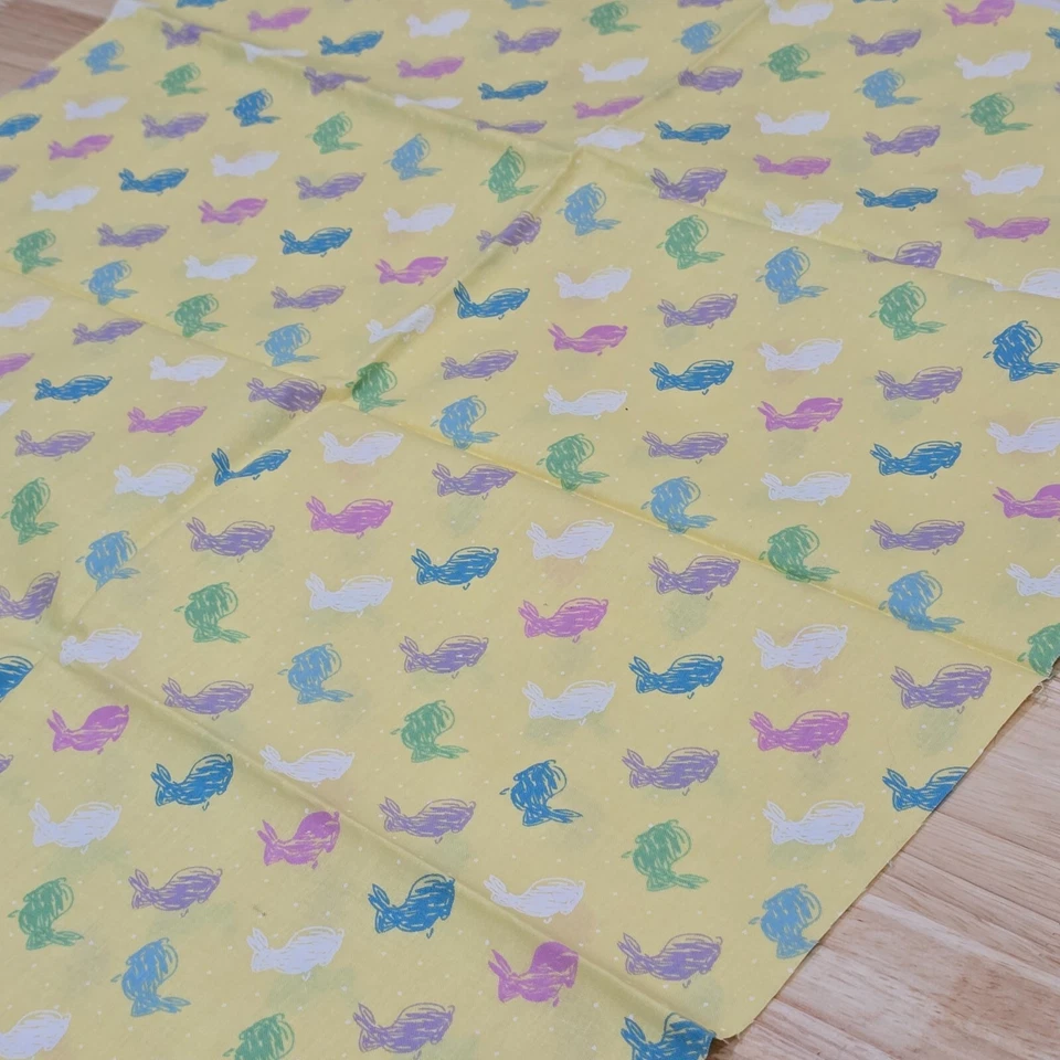 Cotton Fabric 18"x44" Jo-Ann Easter Vibrant Pastel Bunnies on Yellow - Image 4 of 4