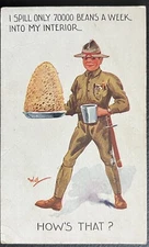 Vintage Army Postcard WWII I Spill Only 70000 Beans A Week Into My Interior