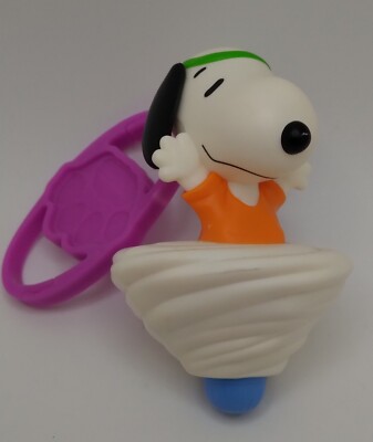 2018 Peanuts Dancing Snoopy McDonald s Hapy Meal Toy Spinning Top with Clip 