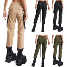 Womens Trousers Wide Leg Pants High Waist Cargo Pocktes Daily Wear Vacation