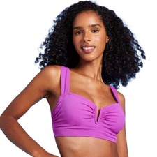 Shade  Shore Womens 34B Purple V-Wire Bandeau Bikini Swim Top