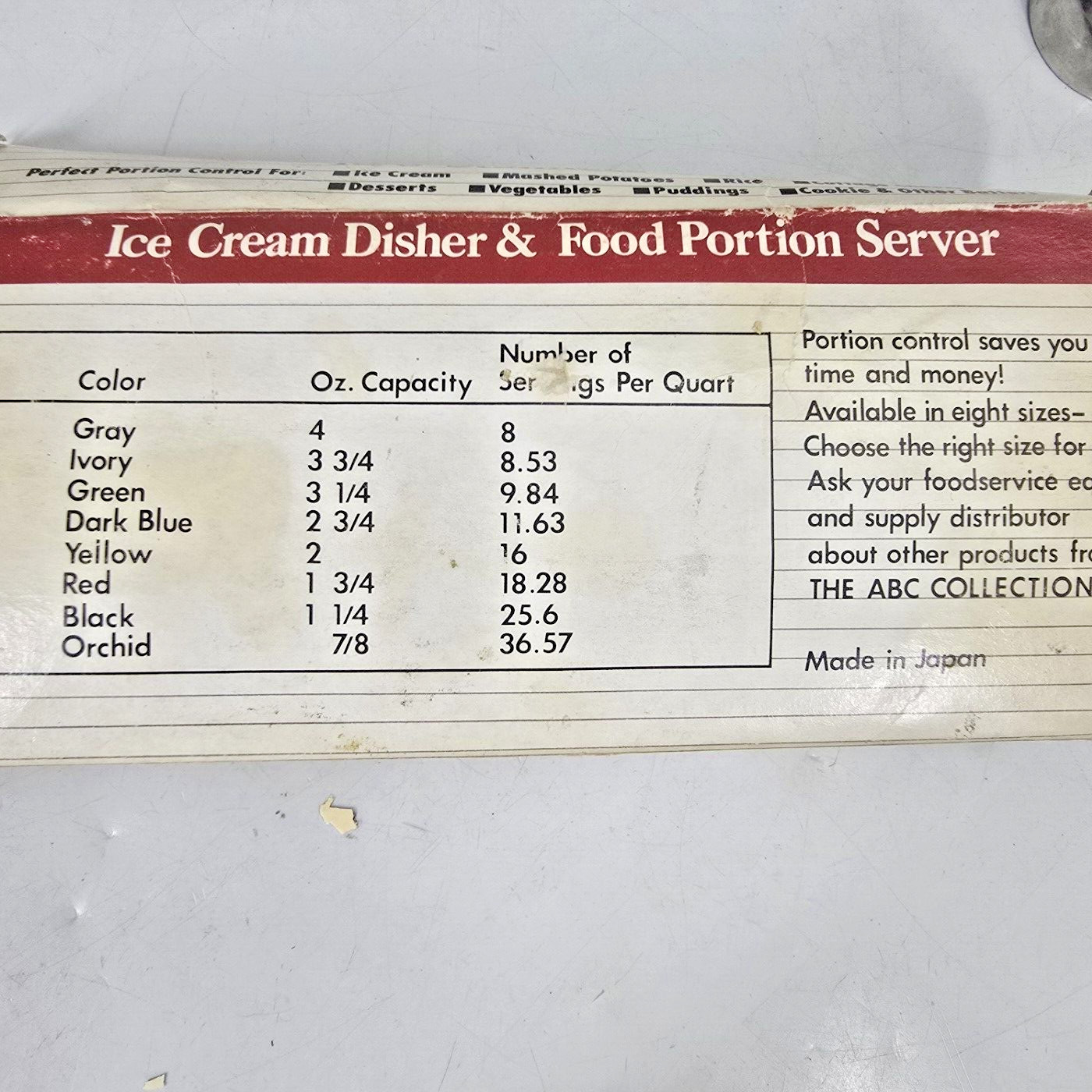 ABC Collection Ice Cream Disher Scoop Food Portion Server 18/8 Japanese Vintage