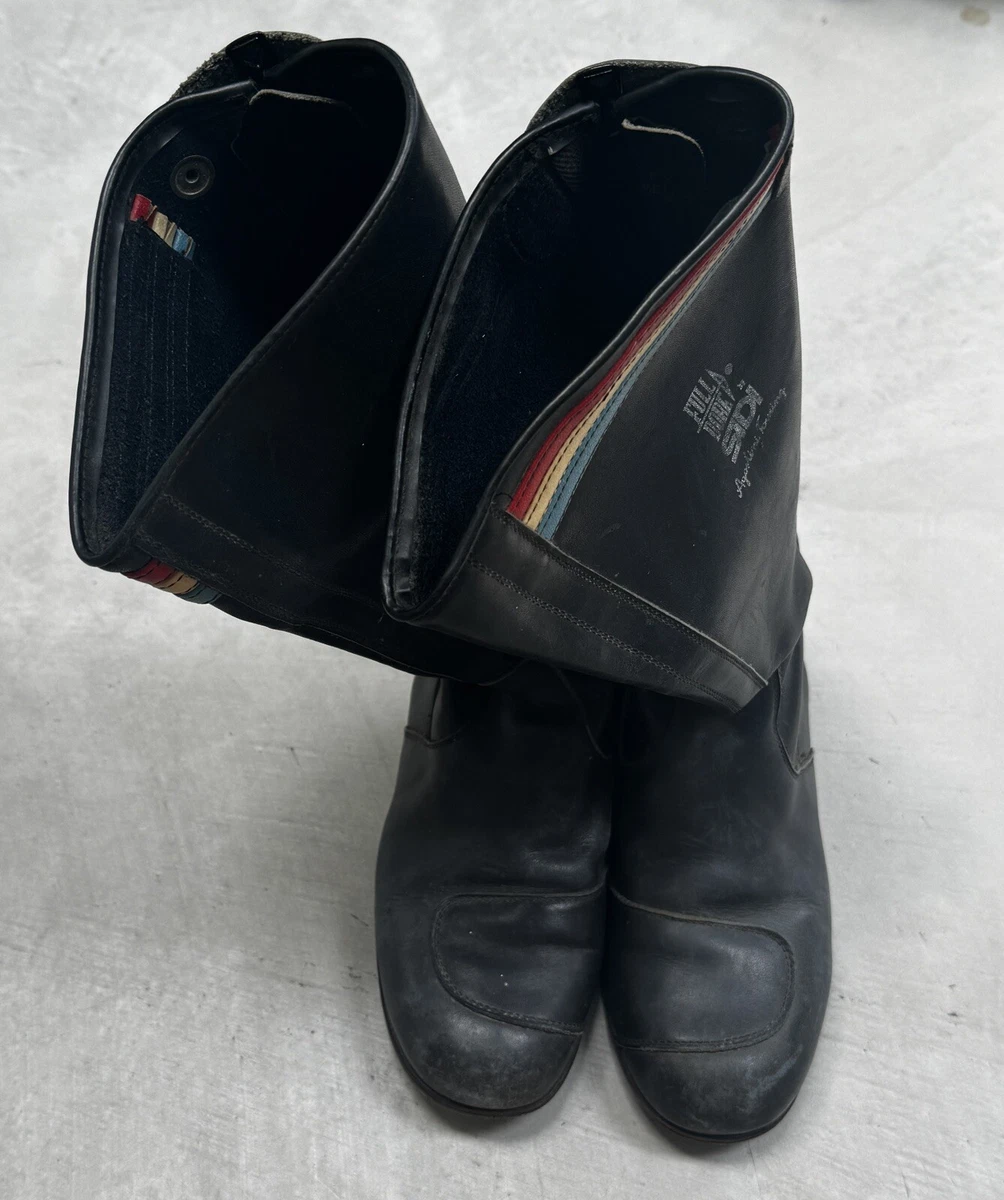 SiDi Sport Vintage 70s Motocross Biker Boots Black Leather 