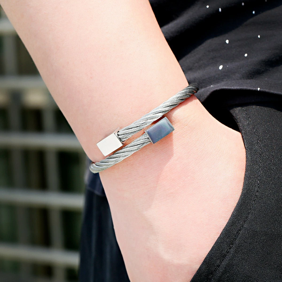Men Women Stainless Steel Gold Silver Cable Wire Bracelet Bangle Fashion Jewelry
