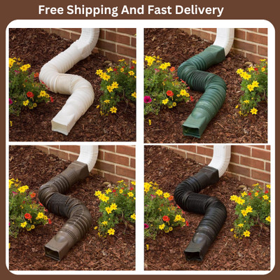 Expandable Flex Drain Downspout Extension Rain Pipe Spout Gutter Flexible 25-55''