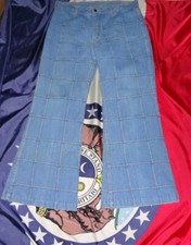 Vintage 1970s Gap Patchwork Bell Bottom Jeans 32x28 Hippie Boho Retro Disco
