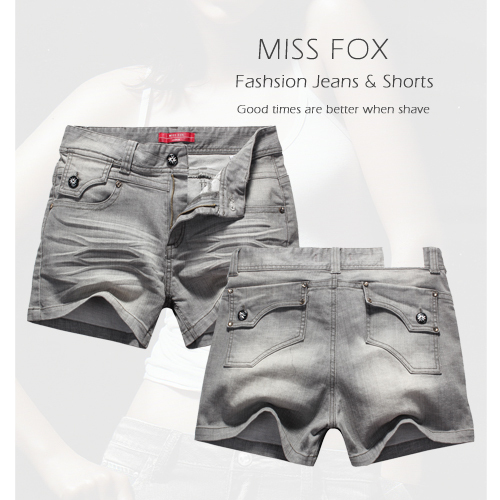 Carol Grey Denim Shorts-SIZE 