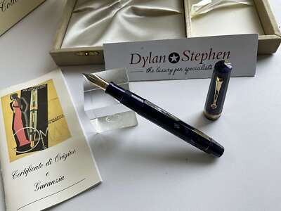 Omas Extra Paragon Royale Blue Celluloid Füllfederhalter 18K Gold Medium Feder
