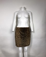 Vtg Gianni Versace Leopard Print Faux Fur Mini Skirt C.1994 S