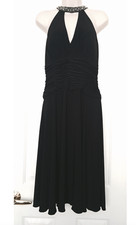 Cachet Beaded Neck Halter Cocktail Dress (Size 8) Black