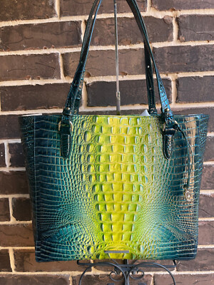 NWT Brahmin April Zesty Green Ombre Melbourne Shoulder Tote Large travel  laptop