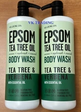 (2-Pack) WELLBEING SPA EPSOM ~ TEA TREE & VERBENA Essential Oil Revive BODY WASH