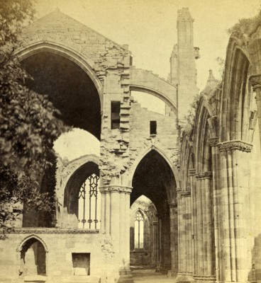 Vereinigtes Königreich Scottish Borders Melrose Abbey Old Stereoview Photo 1865