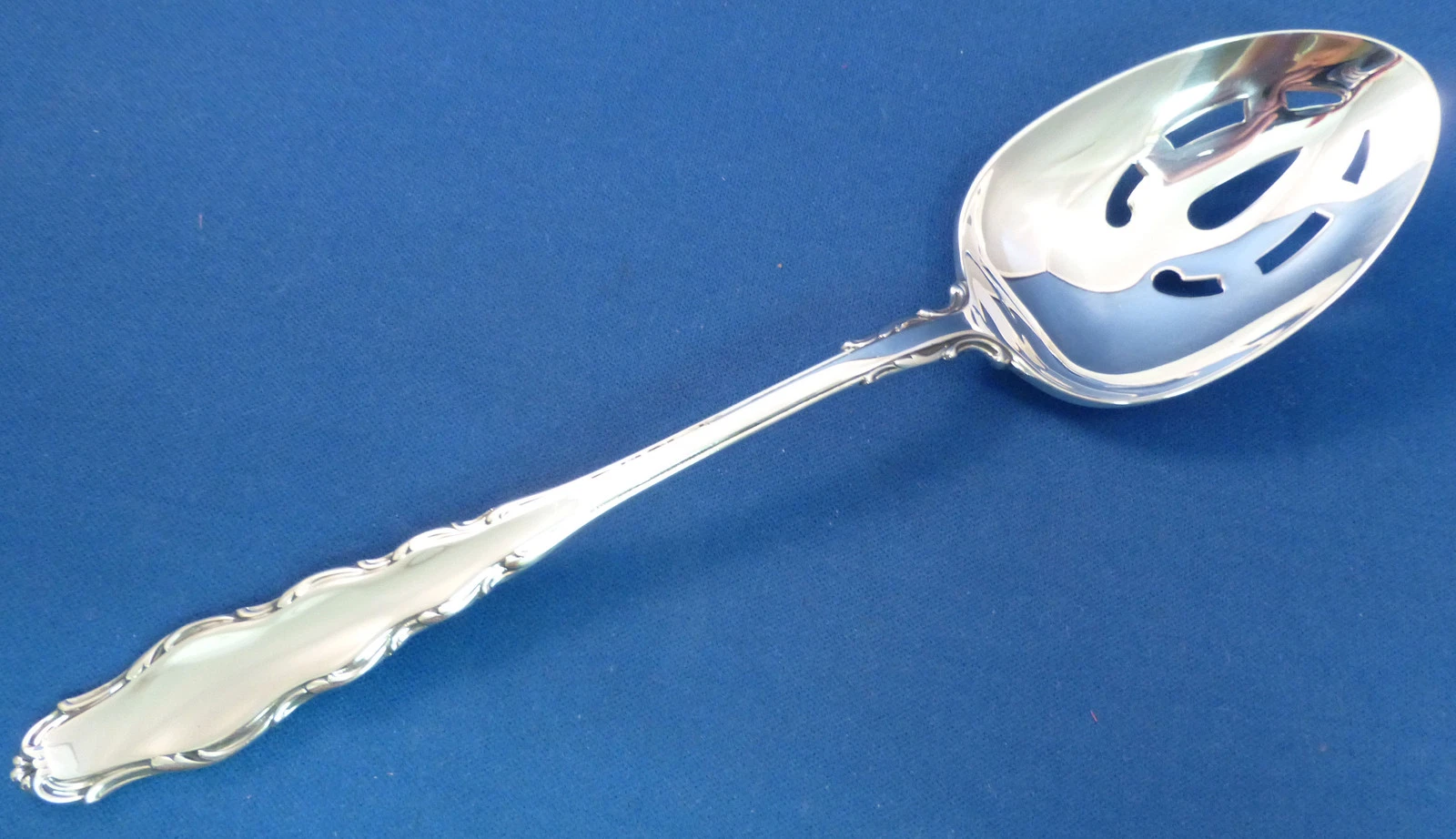 ENGLISH PROVINCIAL-REED & BARTON STERLING PIERCED TABLE SERVING SPOON