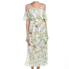Nannette Lepore Women's Floral Cold Shoulder Wrap Midi Dress Size 2 NWT/NEW
