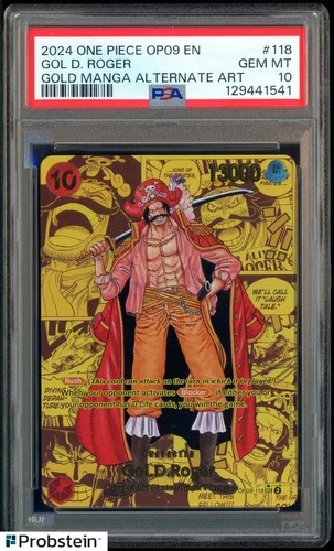 2024 One Piece EN OP09-Gold Manga Alt Art #118 Gol D. Roger PSA 10 GEM MINT