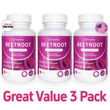 3PCS Rosabella Organic Beet Root 60 Capsules Natural Energy Boost Blood Pressure