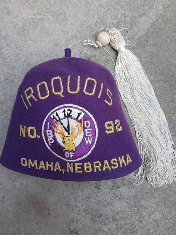 Omaha Nebraska IBPOEW Elks Lodge Fez Cap Hat IBP OEW No. 92 Tassel IROQUOIS Elk