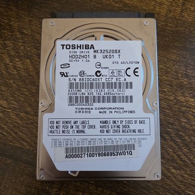 Toshiba MK3252GSX 320GB HDD Festplatte 2,5'' 5400RPM 8MB HDD2H01 Hard Disk VL01 T