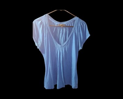 The Limited Women's Teal Pleated Tee Shirt Size Large Short Sleeve