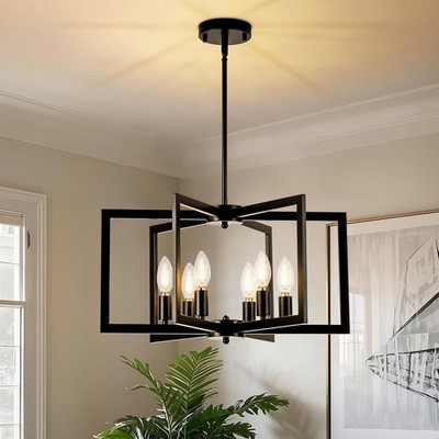 LEIP Black Chandeliers Pendant Light 6-Light No E12 Bulbs Metal for Dining Room