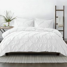 Kotton Culture 3 Pc King Size Pinch Pleated Pintuck Duvet Cover Set 100 Eg...