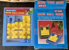 MAZE BALL GAME Tracing Puzzle Blue Vintage Collectable Game CT-530 Taiwan