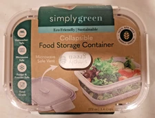 BRAND NEW SIMPLY GREEN COLLAPSIBLE FOOD STORAGE CONTAINER W/ SAFE VENT 27.2 OZ