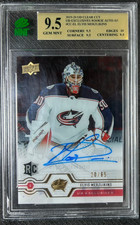 2019-20 UD Clear Cut Rookies Exclusives Auto CC-EL Elvis Merzlikins 20/65 MNT9.5