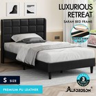 ALFORDSON Bed Frame Queen Double King Single Size High Headboard Leather Fabric