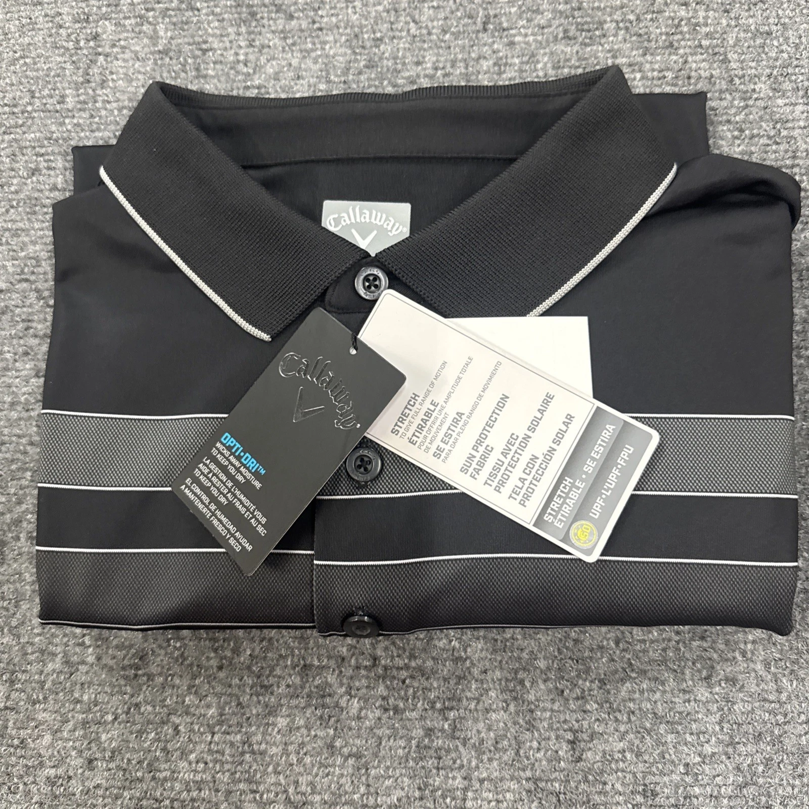 Mens Callaway Golf Polo Shirt Opti Dri Black Size XL