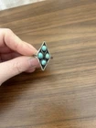 Vintage Navajo Sterling Silver Turquoise Diamond Shaped Ring