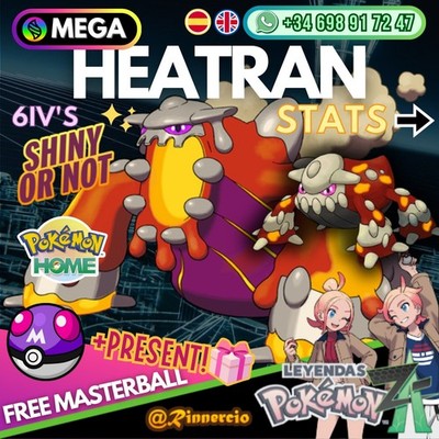 MEGA Heatran Shiny 6IVs Competitive Pokemon ZA Legends + Free Masterball