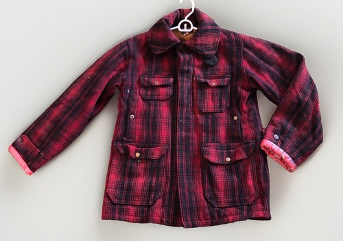 Vintage 1960s Woolrich 4 Pocket Coat. Size 38/Med Hunting Plaid Distressed