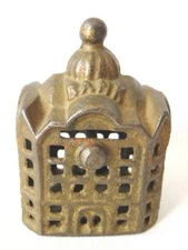 Antique A.C. WILLIAMS Cast Iron BANK BUILDING, CUPOLA, Paint, EXC.