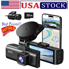 Dash Camera 4K Front and Rear Dash Cam Built-In WiFi  GPS App control NEW