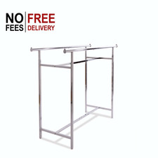 Adjustable Double Bar Clothing Garment Rack Chrome Commercial Retail Display