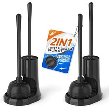 2 Pack Bowl Brush and Heavy Duty Toilet Plunger Set with Holder-NEW