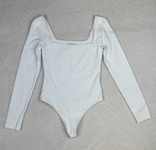 Aritzia Contour Bodysuit White Long Sleeve Square Neck Women  s Size S