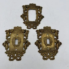 VTG BRASS PLATE COVER Virginia Metalcrafters COAT OF ARMS  24-17 Set Of 3