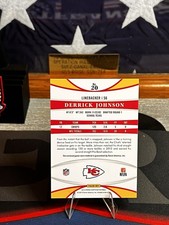 2013 CERTIFIED DERRICK JOHNSON RED FOIL RELIC GAME WORN /299 CHIEFS