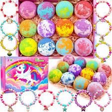 Unicorn Bath Bombs for Kids Girls with Toys Surprise Jewelry inside Gift for Gir