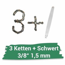 Paket 3 Sägeketten + 1 Schwert 3/8" 1,5 mm 68 TG 45 cm für Jonsered-skols.de