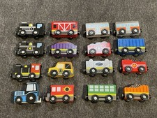 Lot Of 16 Wooden Trains Cars Tractor Truck Melissa Doug Magnetic