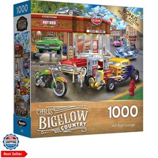 Chris Bigelow Hot Rod Garage 1000 Piece Jigsaw Puzzle 20" x 27" Finished Si...