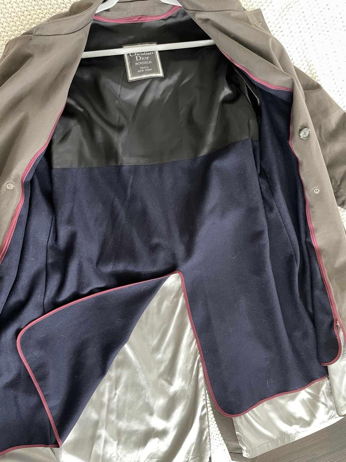 Christian Dior Men's Vintage Trench Coat 42R Classic Monsieur Wool Tan Khaki EUC thumbnail 11