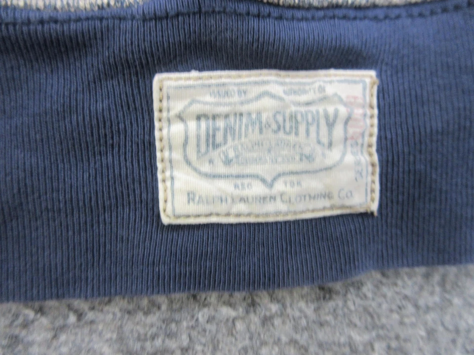 Ralph Lauren Denim & Supply 连帽衫男式大号灰色拼布油漆飞溅 — 第 4/4 张图片