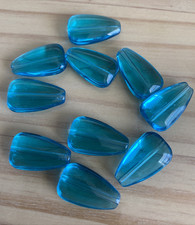 10 TURQUOISE BLUE TEAR DROP GLASS LAMP WORK BEADS - approx 25mm DIY Jewelry