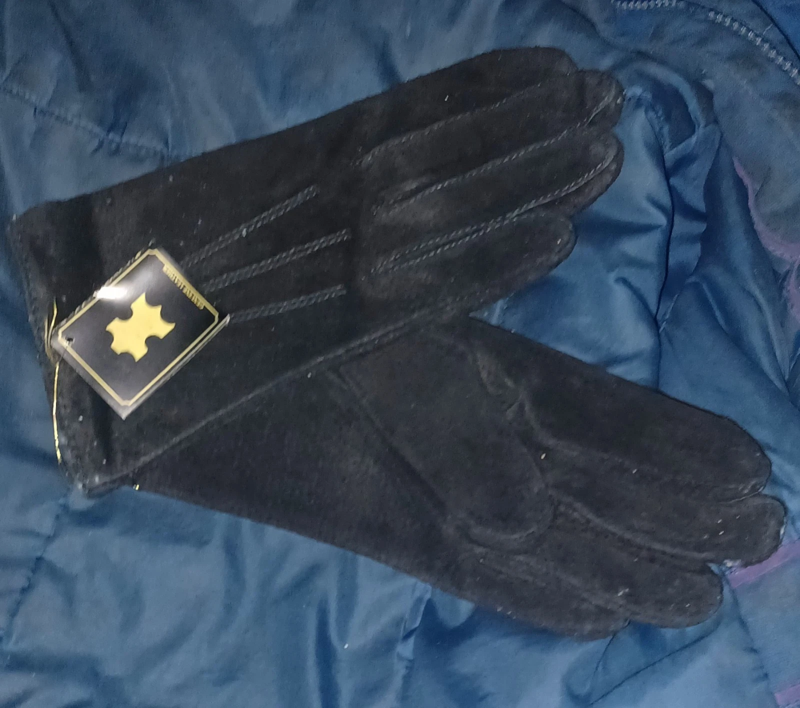 Ladies Vintage Hanlin Suede Gloves Black UK Size 7 BNWT