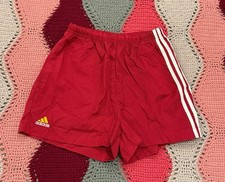 VINTAGE 1990'S ADIDAS NYLON SOCCER SHORTS MEN'S Small Red GREAT COLORWAY